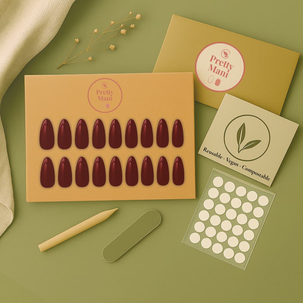 🍷 The Classic Maroon Press On Nails
